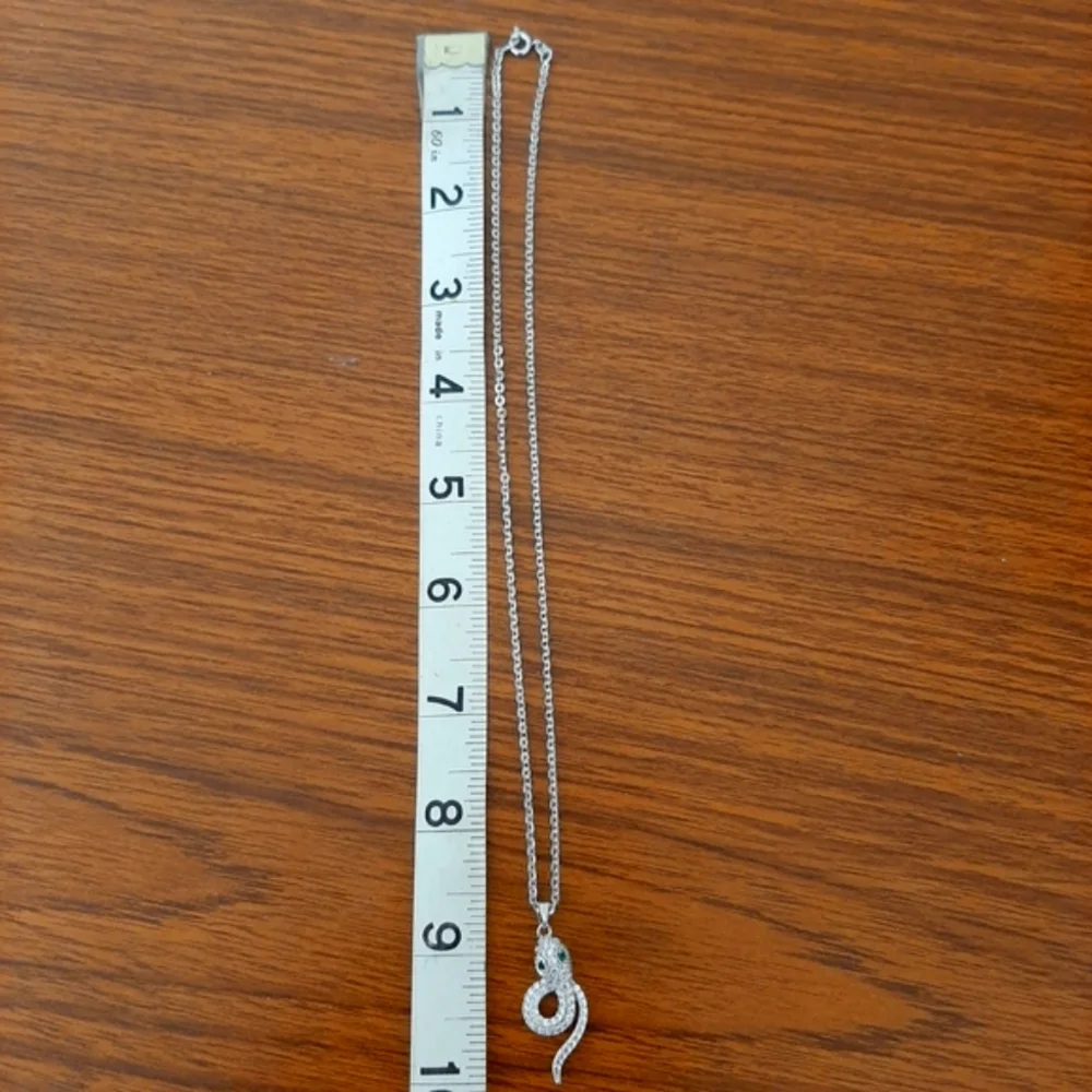 Elegant Silver Snake Pendant Necklace - Picture 3 of 4